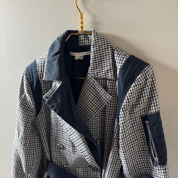 Veronica Beard Toral Dickey Checkered Coat in Blue Size Medium - Picture 3 of 9
